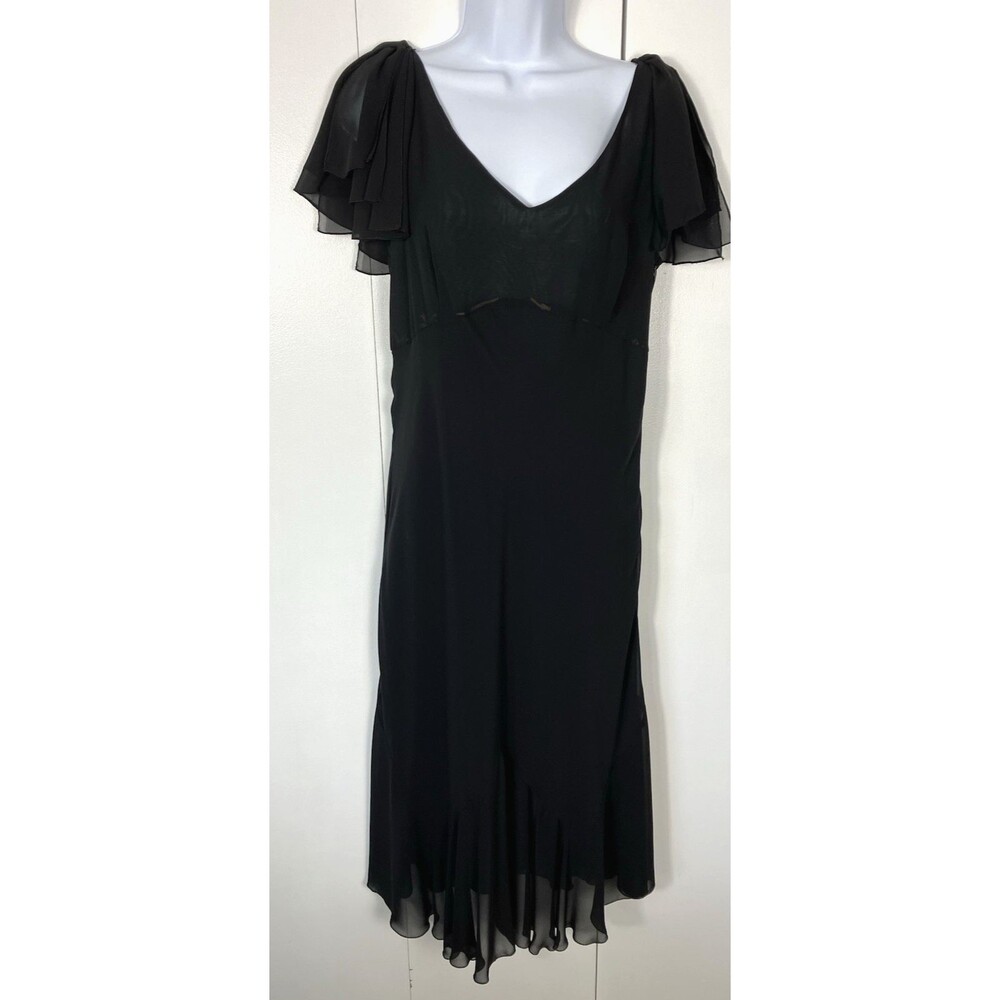 Vintage AGB byer California Petite Lined Black Chiffon Dress Size 12P